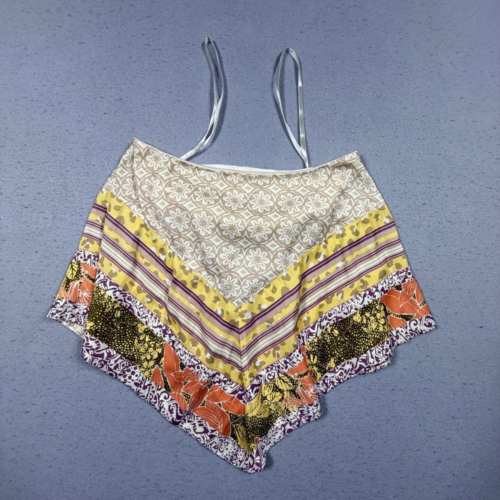 Free People Mixed Print Handkerchief Hem Cami Tank Top Yellow Boho Womens‎ XS